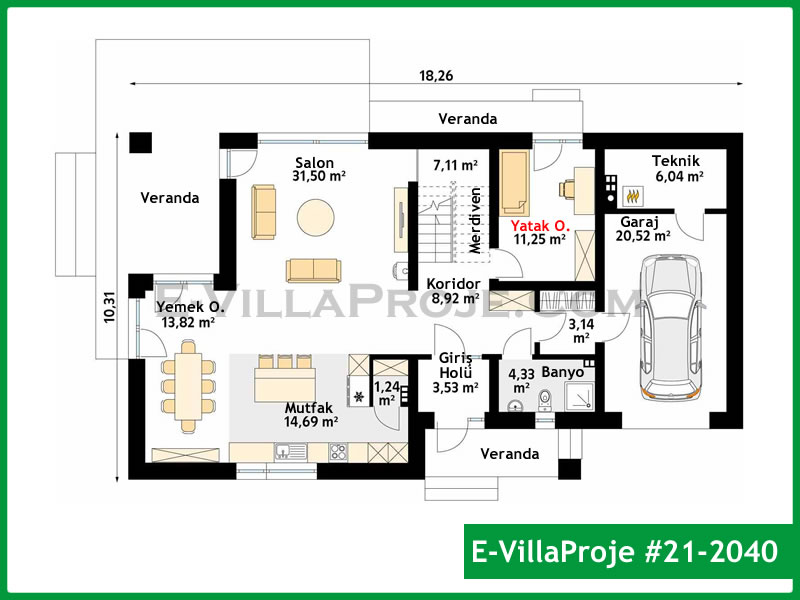 Ev Villa Proje #21 - 2040 Detay 2